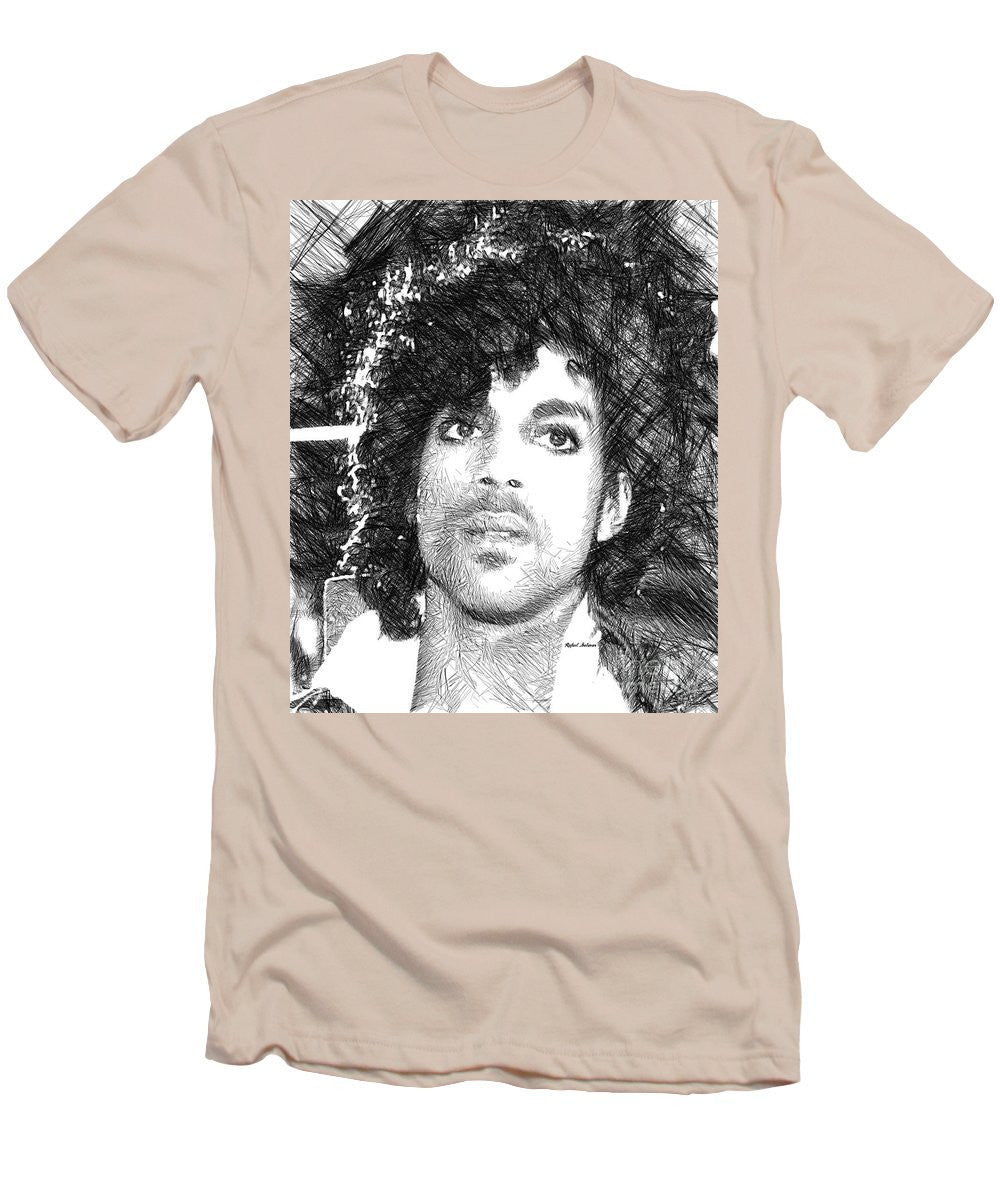 T-shirt pour homme (coupe ajustée) - Prince - Esquisse hommage en noir et blanc 3