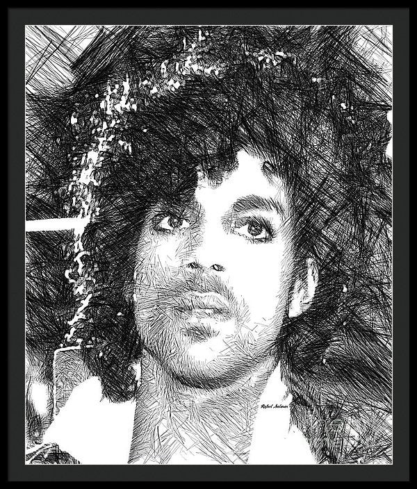 Framed Print - Prince - Tribute Sketch In Black And White 3