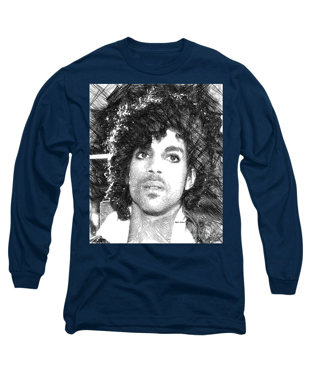 Long Sleeve T-Shirt - Prince - Tribute Sketch In Black And White 3