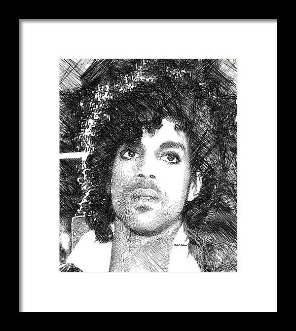 Framed Print - Prince - Tribute Sketch In Black And White 3