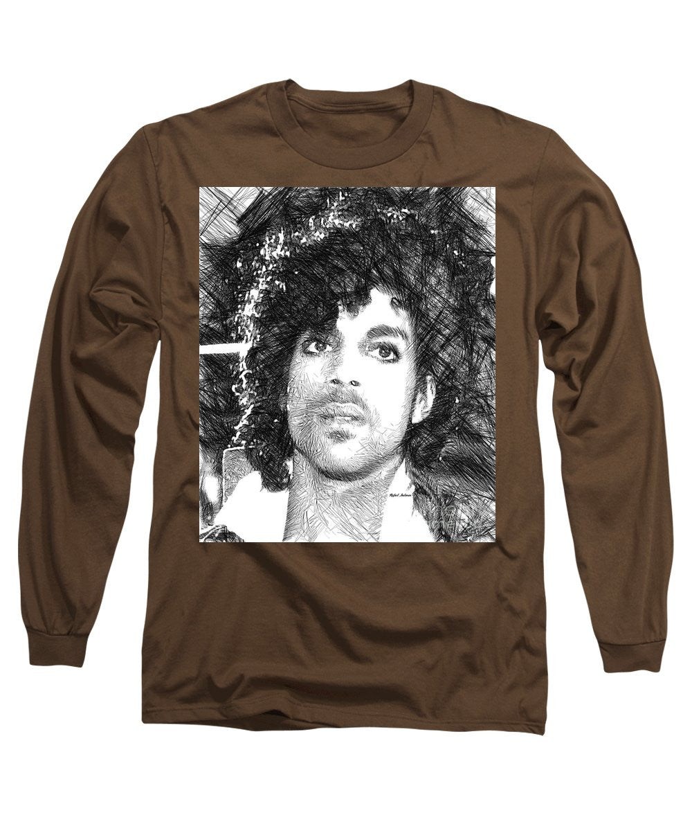 Long Sleeve T-Shirt - Prince - Tribute Sketch In Black And White 3