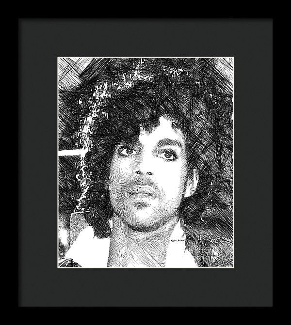 Framed Print - Prince - Tribute Sketch In Black And White 3