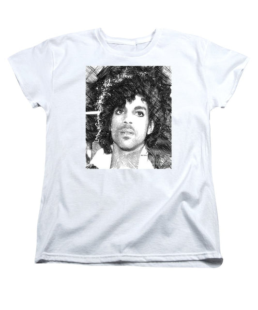 Women's T-Shirt (Standard Cut) - Prince - Tribute Sketch In Black And White 3