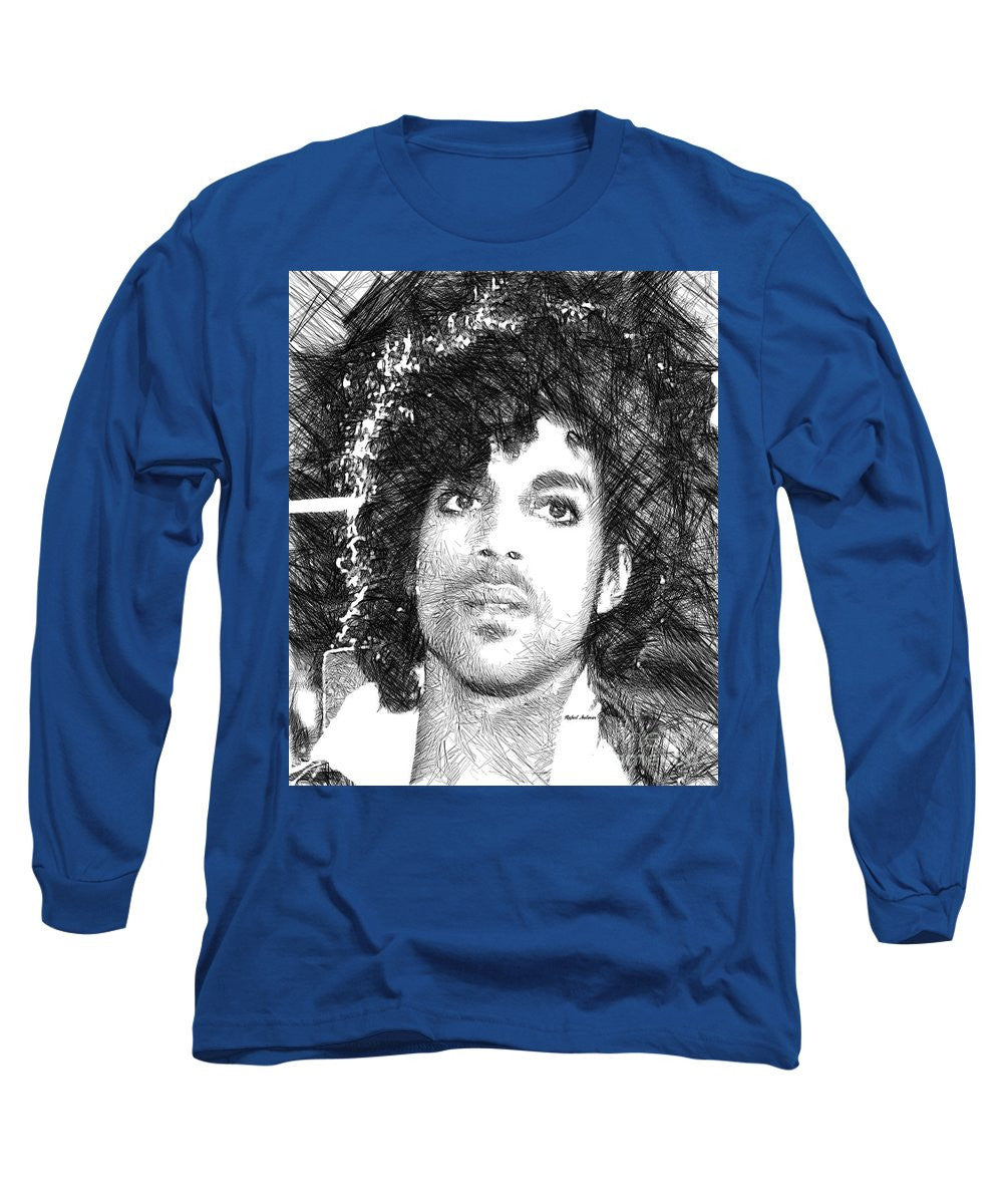 Long Sleeve T-Shirt - Prince - Tribute Sketch In Black And White 3