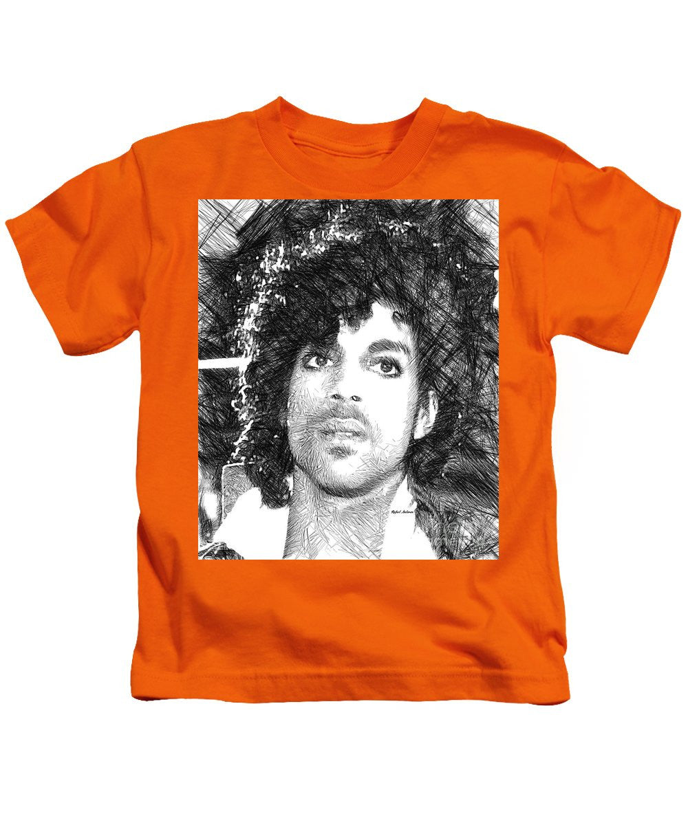 Kids T-Shirt - Prince - Tribute Sketch In Black And White 3