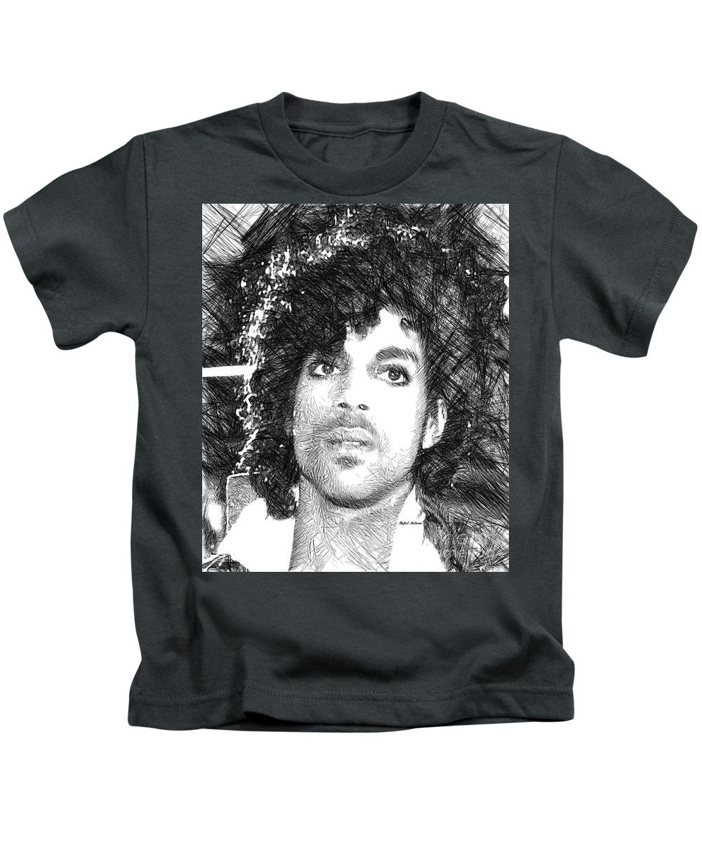 Kids T-Shirt - Prince - Tribute Sketch In Black And White 3