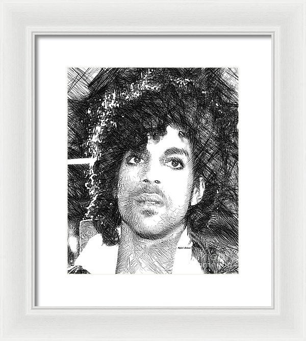 Framed Print - Prince - Tribute Sketch In Black And White 3