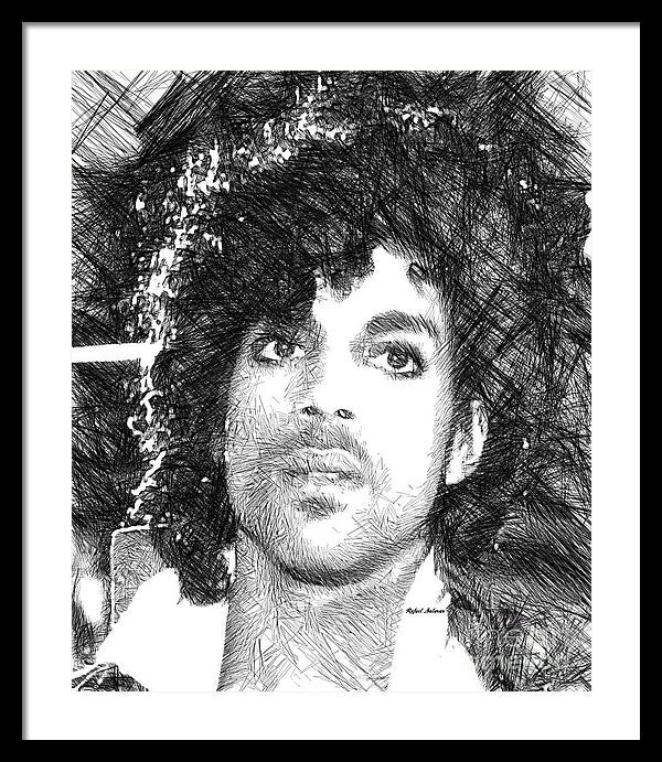 Framed Print - Prince - Tribute Sketch In Black And White 3