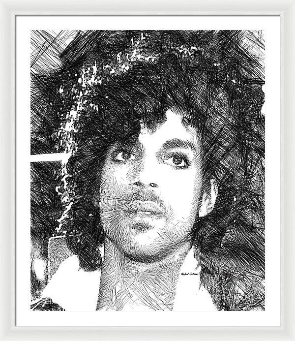 Framed Print - Prince - Tribute Sketch In Black And White 3