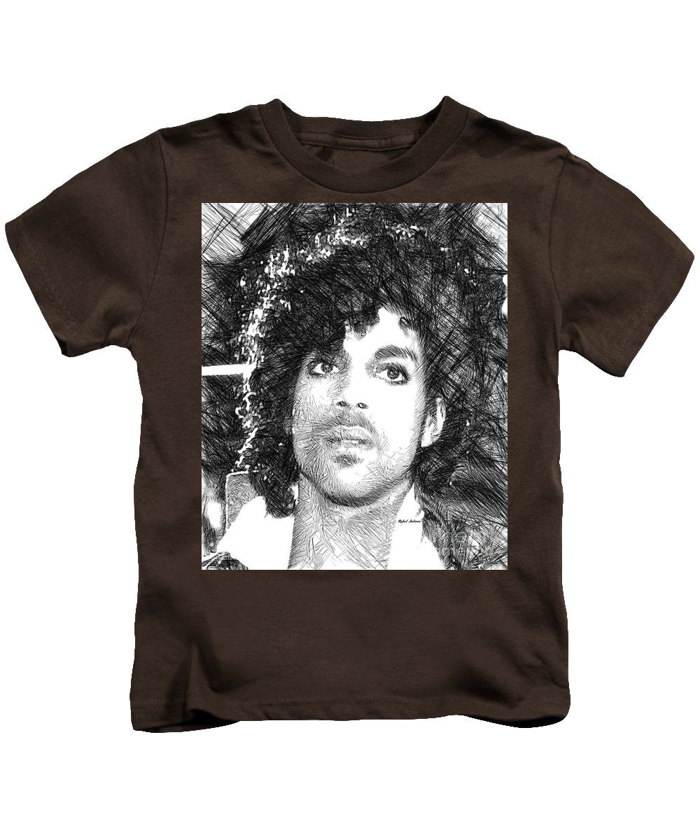 Kids T-Shirt - Prince - Tribute Sketch In Black And White 3