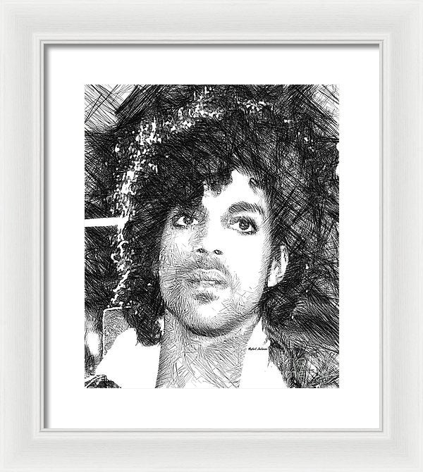 Framed Print - Prince - Tribute Sketch In Black And White 3