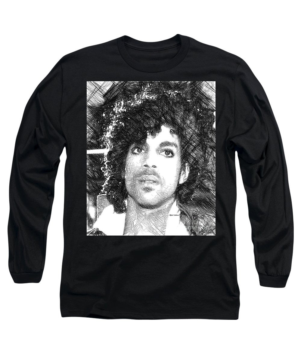 Long Sleeve T-Shirt - Prince - Tribute Sketch In Black And White 3