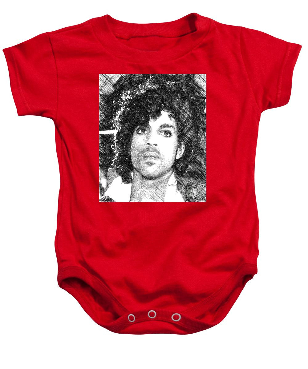 Grenouillère pour bébé - Prince - Esquisse hommage en noir et blanc 3