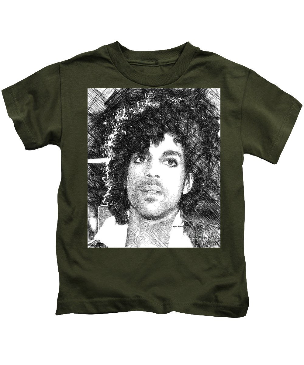 Kids T-Shirt - Prince - Tribute Sketch In Black And White 3