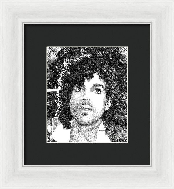 Framed Print - Prince - Tribute Sketch In Black And White 3