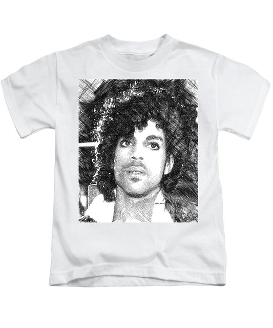 Kids T-Shirt - Prince - Tribute Sketch In Black And White 3