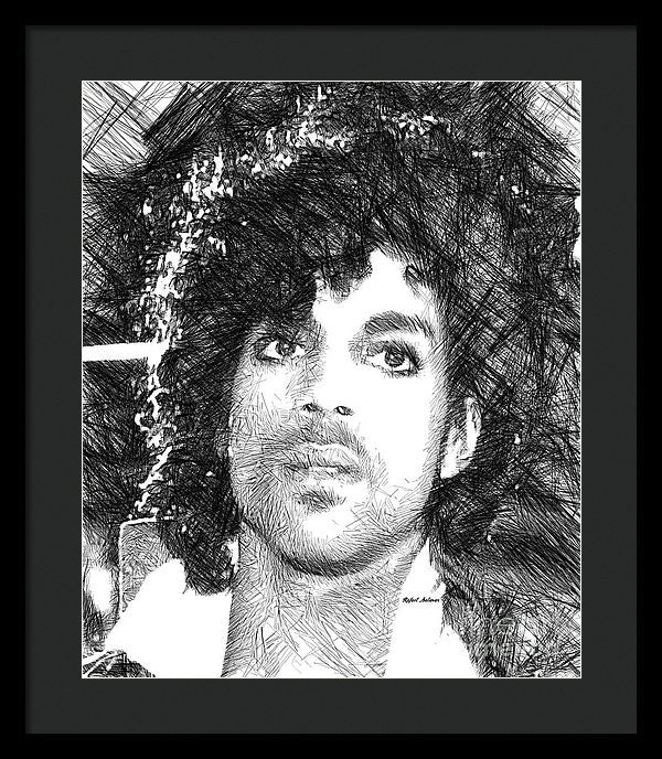 Framed Print - Prince - Tribute Sketch In Black And White 3