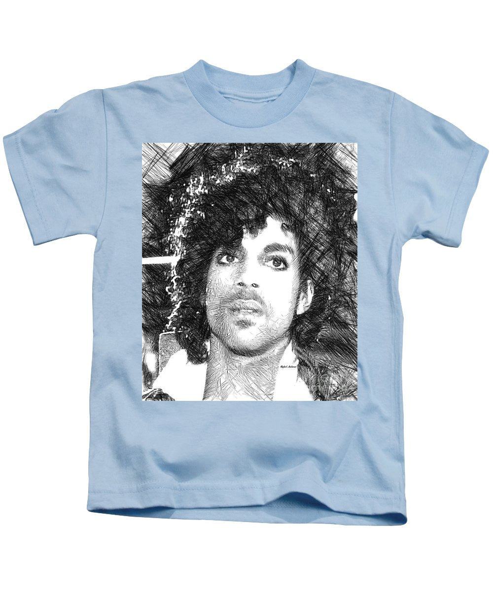 Kids T-Shirt - Prince - Tribute Sketch In Black And White 3