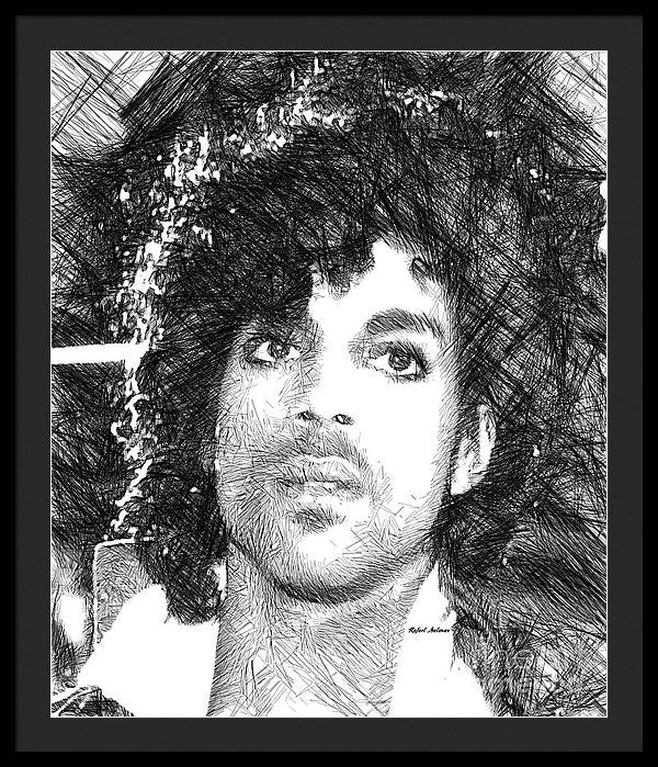 Framed Print - Prince - Tribute Sketch In Black And White 3