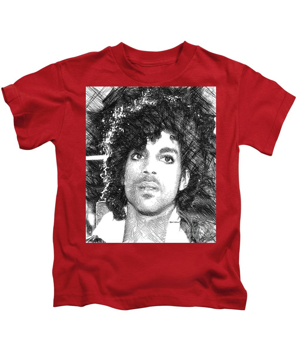 Kids T-Shirt - Prince - Tribute Sketch In Black And White 3