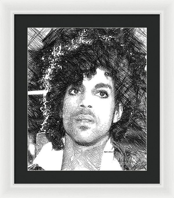 Framed Print - Prince - Tribute Sketch In Black And White 3