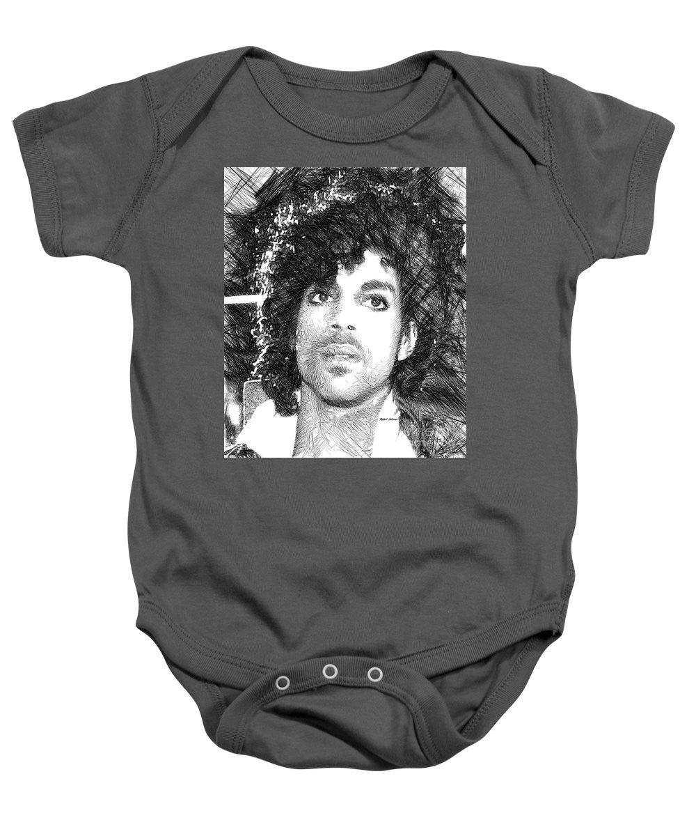 Grenouillère pour bébé - Prince - Esquisse hommage en noir et blanc 3