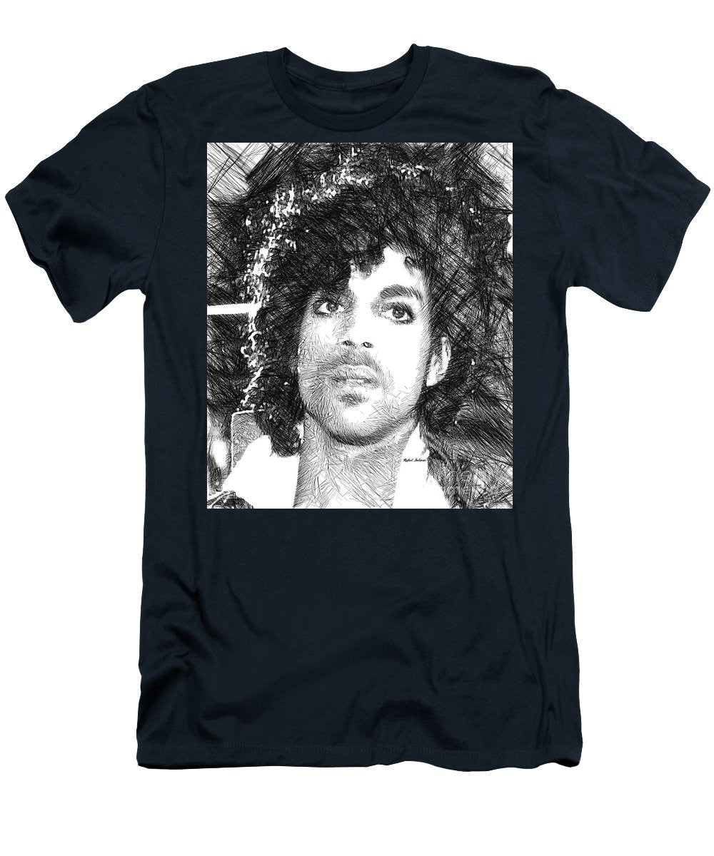 T-shirt pour homme (coupe ajustée) - Prince - Esquisse hommage en noir et blanc 3