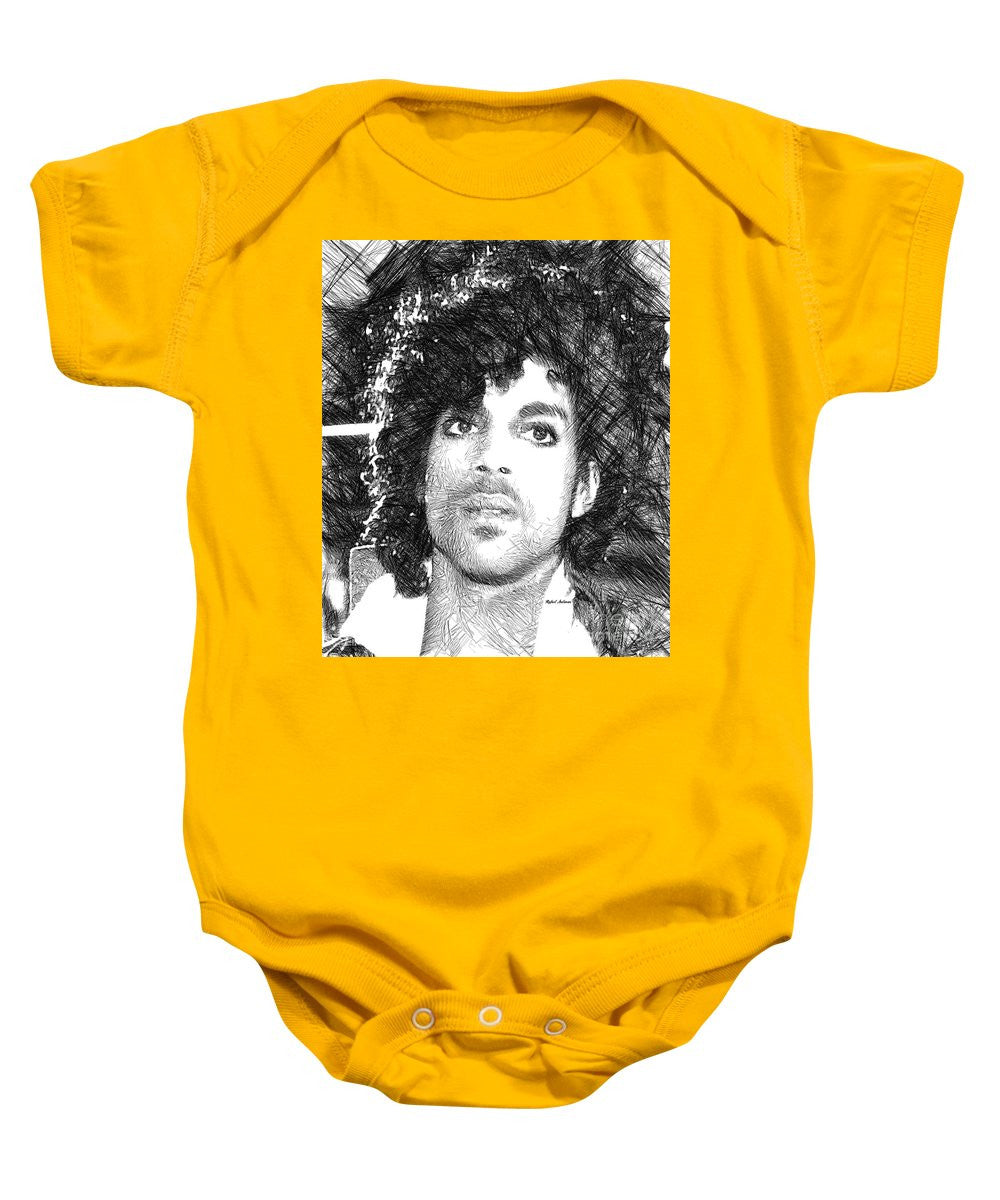 Grenouillère pour bébé - Prince - Esquisse hommage en noir et blanc 3