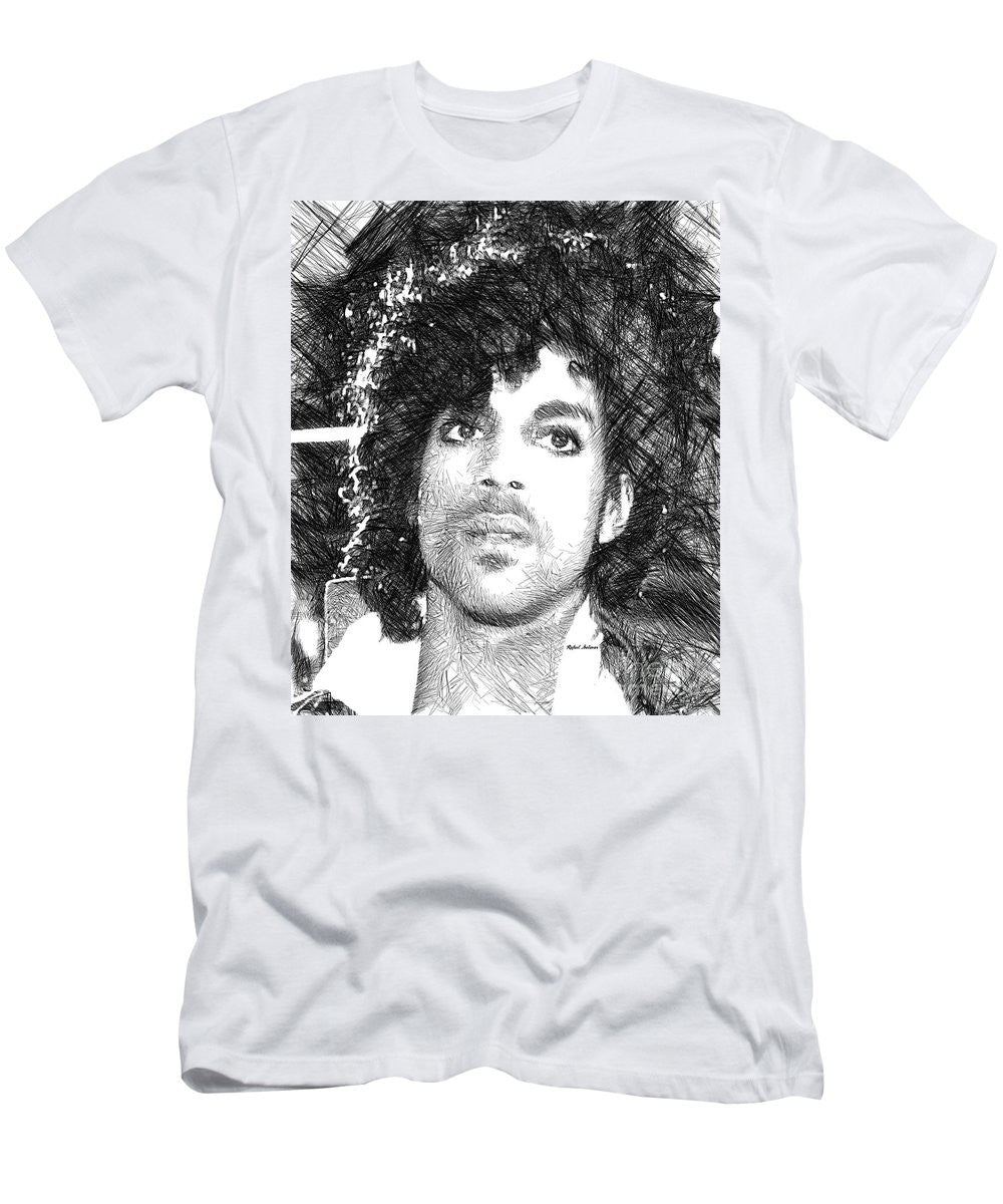 T-shirt pour homme (coupe ajustée) - Prince - Esquisse hommage en noir et blanc 3