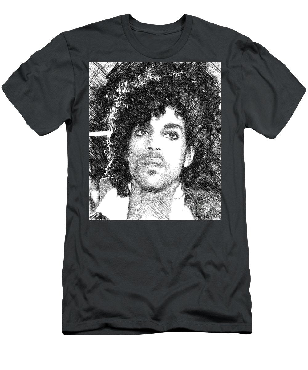 T-shirt pour homme (coupe ajustée) - Prince - Esquisse hommage en noir et blanc 3