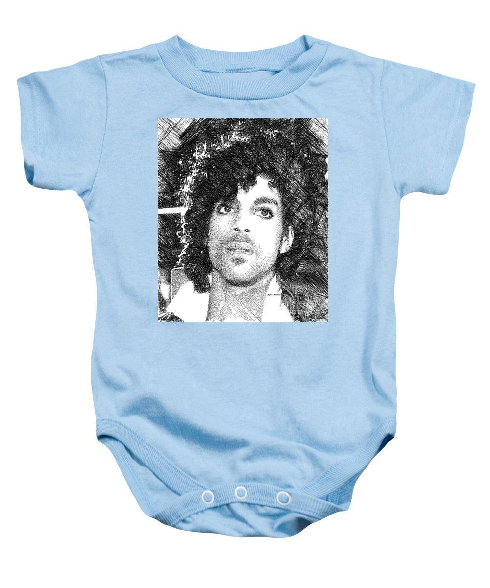 Grenouillère pour bébé - Prince - Esquisse hommage en noir et blanc 3