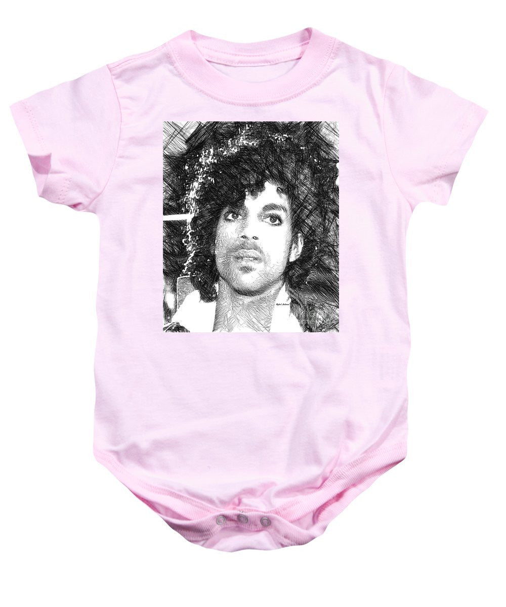 Grenouillère pour bébé - Prince - Esquisse hommage en noir et blanc 3