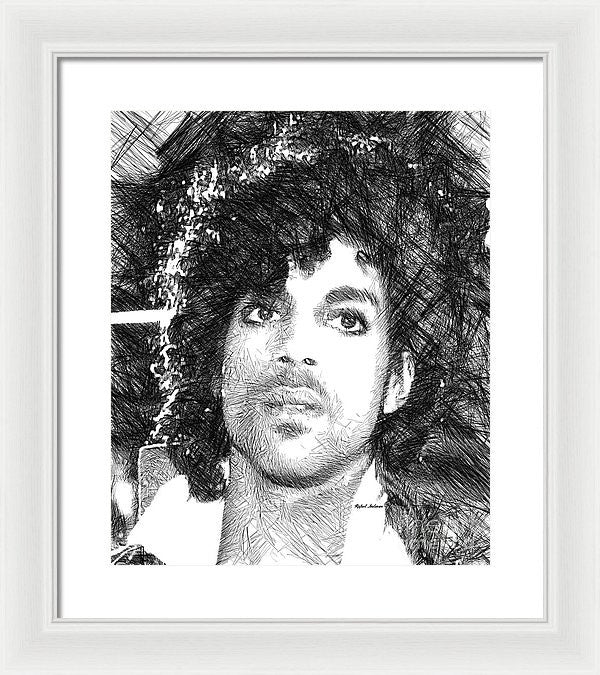 Framed Print - Prince - Tribute Sketch In Black And White 3