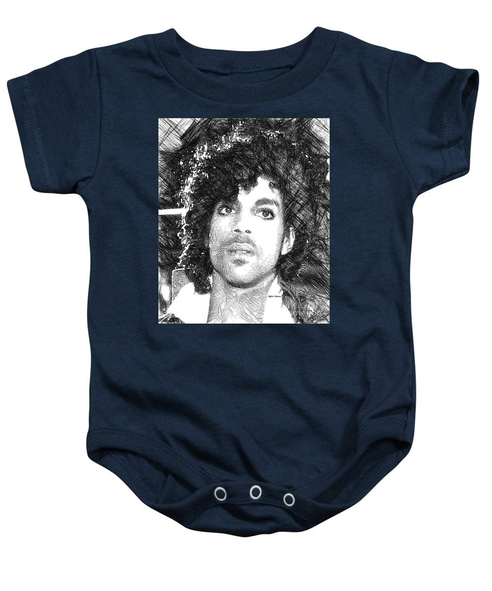 Grenouillère pour bébé - Prince - Esquisse hommage en noir et blanc 3