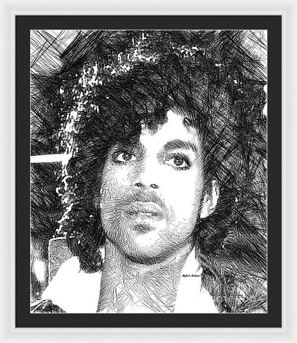 Framed Print - Prince - Tribute Sketch In Black And White 3