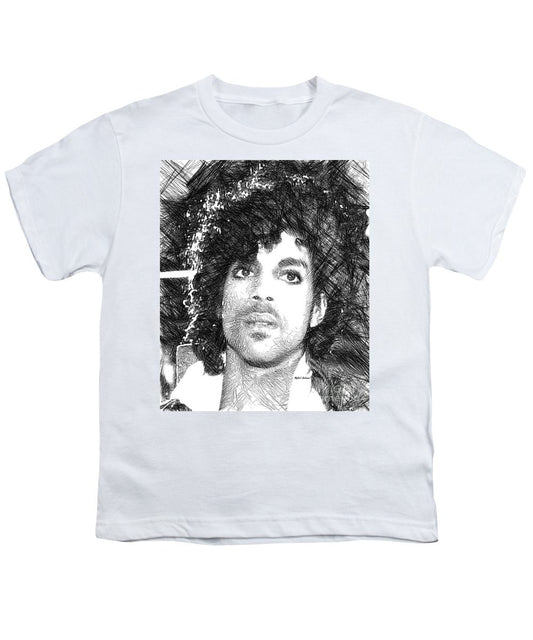 T-shirt pour jeunes - Prince - Esquisse hommage en noir et blanc 3