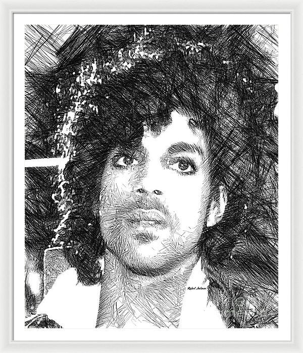 Framed Print - Prince - Tribute Sketch In Black And White 3