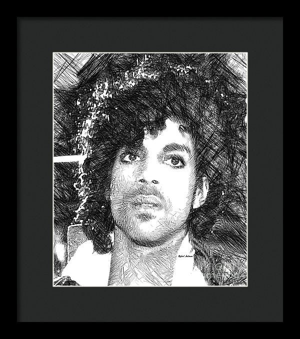 Framed Print - Prince - Tribute Sketch In Black And White 3