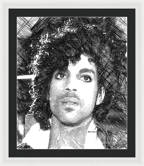 Framed Print - Prince - Tribute Sketch In Black And White 3