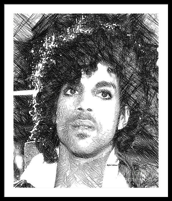 Framed Print - Prince - Tribute Sketch In Black And White 3