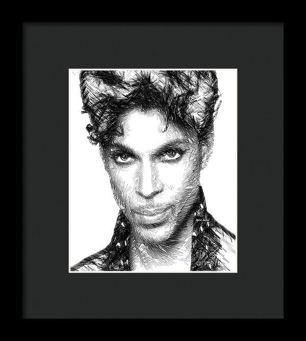 Framed Print - Prince - Tribute Sketch In Black And White