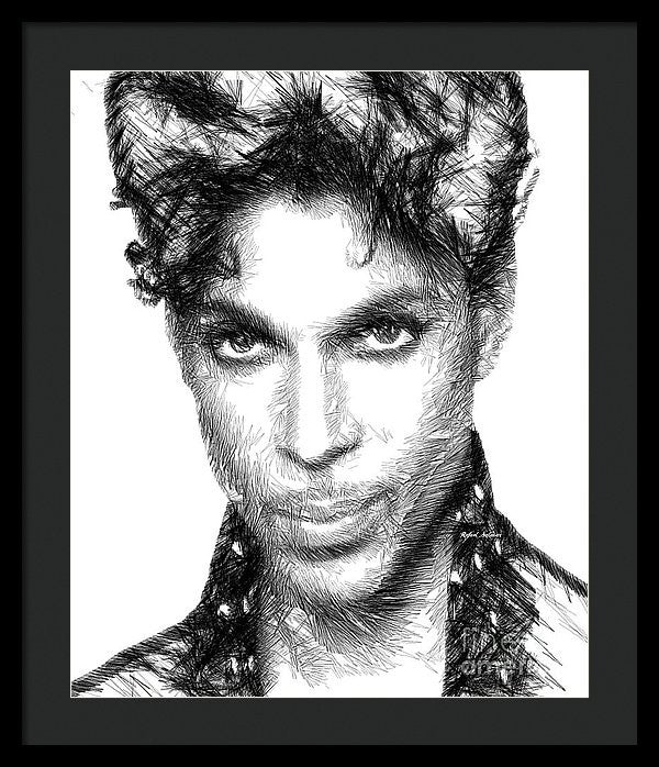 Framed Print - Prince - Tribute Sketch In Black And White