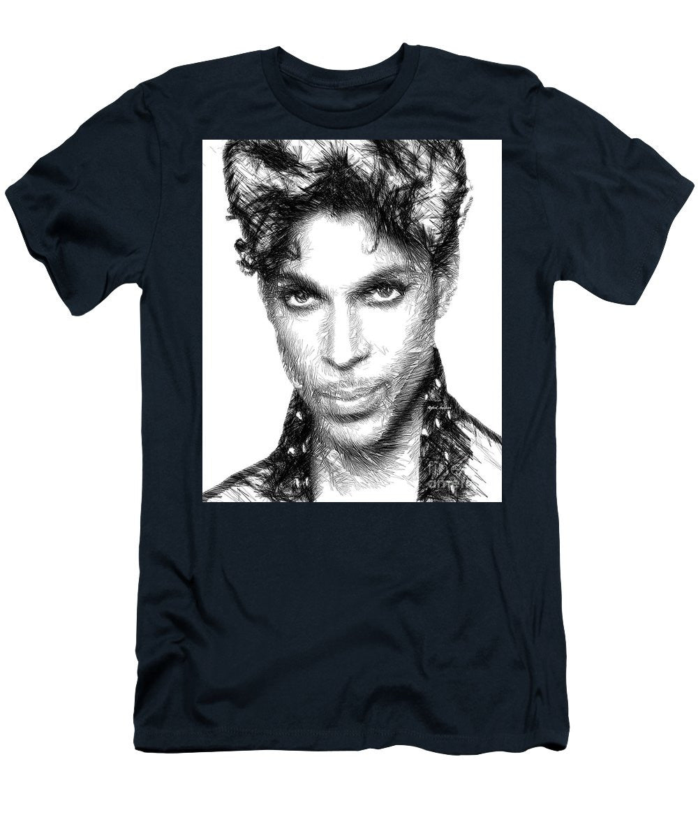 T-shirt pour homme (coupe ajustée) - Prince - Croquis hommage en noir et blanc