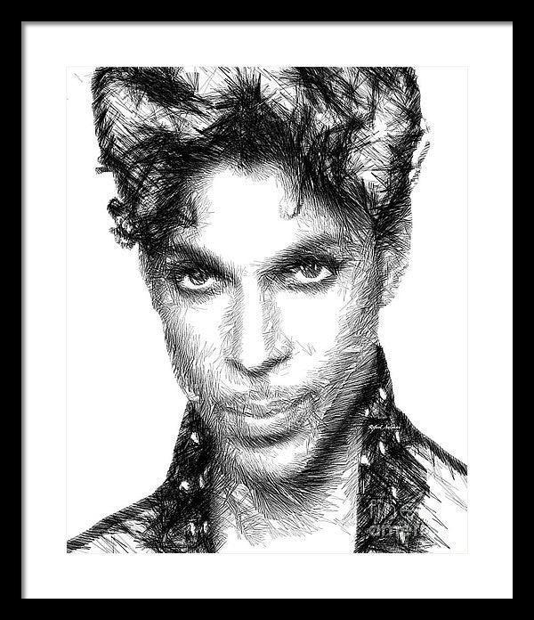 Framed Print - Prince - Tribute Sketch In Black And White