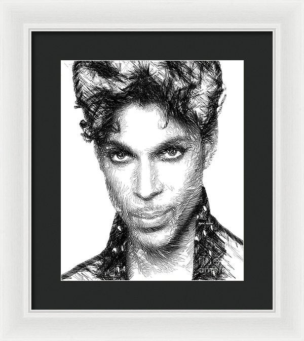 Framed Print - Prince - Tribute Sketch In Black And White