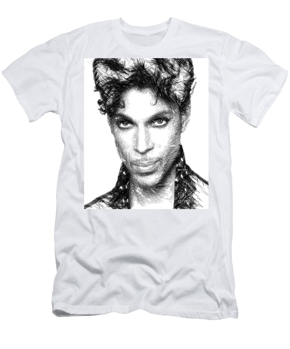 T-shirt pour homme (coupe ajustée) - Prince - Croquis hommage en noir et blanc