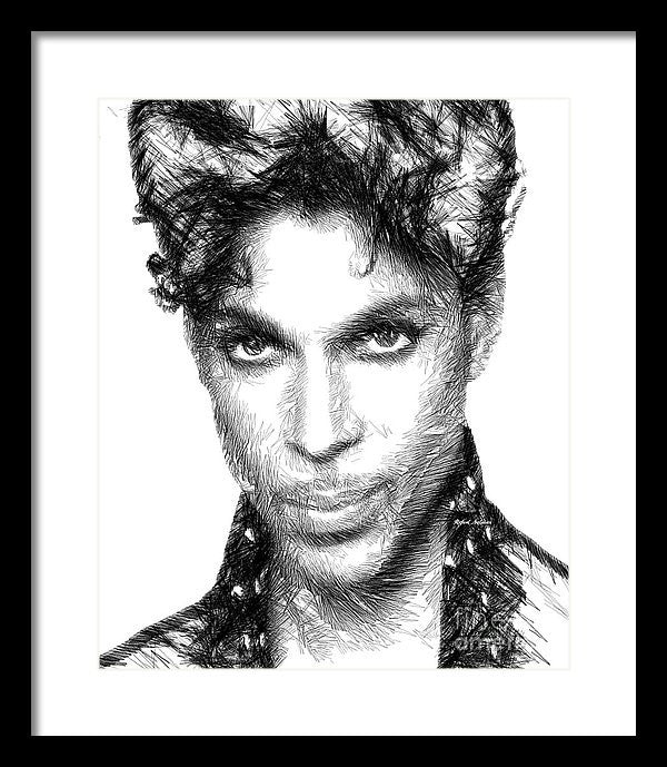 Framed Print - Prince - Tribute Sketch In Black And White