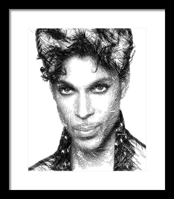 Framed Print - Prince - Tribute Sketch In Black And White