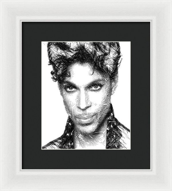 Framed Print - Prince - Tribute Sketch In Black And White