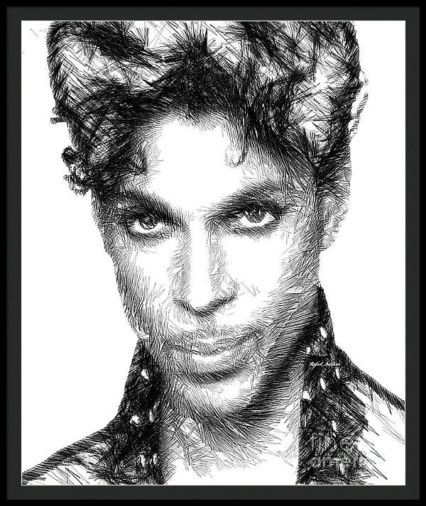 Framed Print - Prince - Tribute Sketch In Black And White